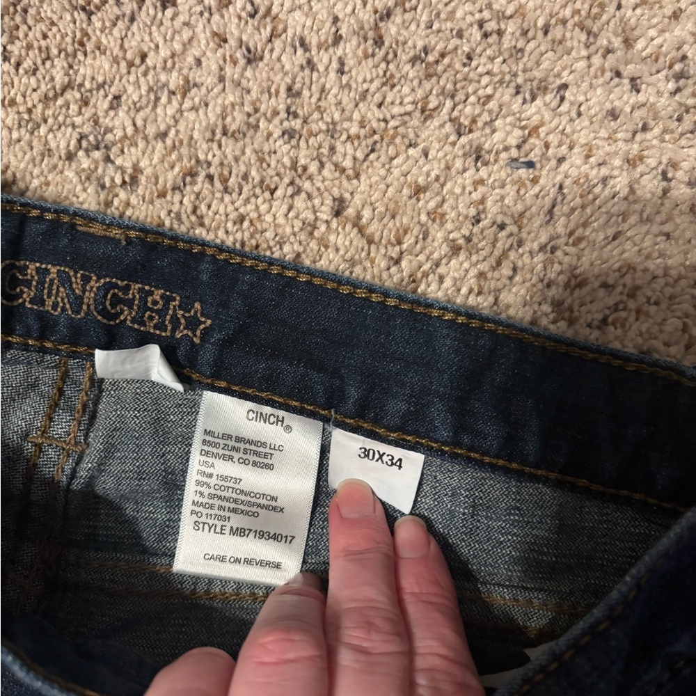 Western worn Cinch Indigo Denim Jeans - Picture 5 of 8